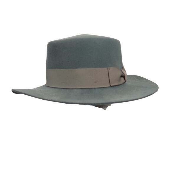 Wyeth Sage Green Wool Wide Brim Flat Top Panama Rancher Hat main image 5